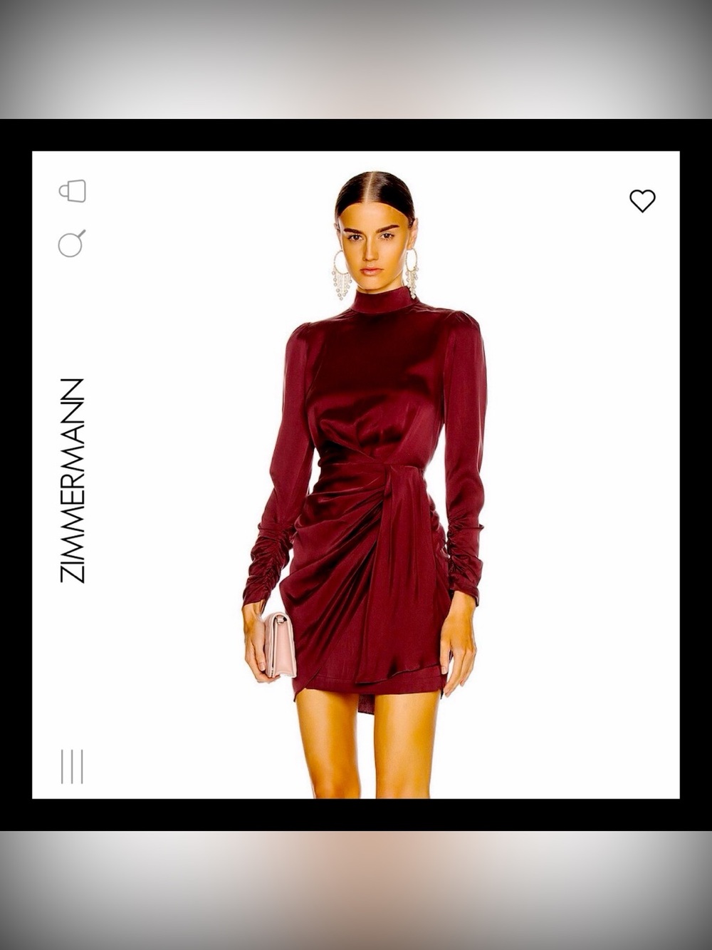 Zimmermann Espionage Silk Drape Dress Mahogany Small